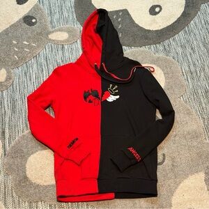 Demons N Angels Sweatshirt Red Black Womens ‘OG’ Split Pullover Hoodie Size XS